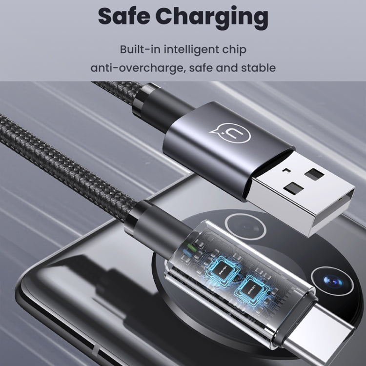 USAMS US-SJ663 USB To Type-C 3A Fast Charge Data Cable, Length: 1.2m(Black) - USB-C & Type-C Cable by USAMS | Online Shopping UK | buy2fix