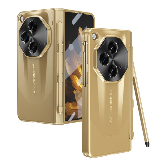 For OPPO Find N3 / OnePlus Open Integrated Frosted Electroplating Full Coverage Phone Case with Pen/Pen Slots(Gold) - OnePlus Cases by buy2fix | Online Shopping UK | buy2fix