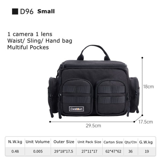Cwatcun D96 Waist Camera Bag Sling Shoulder Camera Bag, Size:29.5 x 17.5 x 18cm(Black) - Strap Satchel by Cwatcun | Online Shopping UK | buy2fix