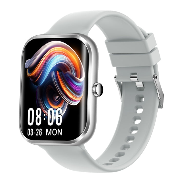 AK58 1.96 inch Screen Bluetooth Smart Watch, Silicone Band, Support Health Monitoring & 100+ Sports Modes(Silver) by buy2fix