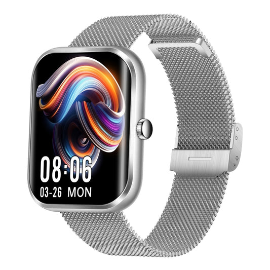 AK58 1.96 inch Screen Bluetooth Smart Watch, Steel Band, Support Health Monitoring & 100+ Sports Modes(Silver) by buy2fix