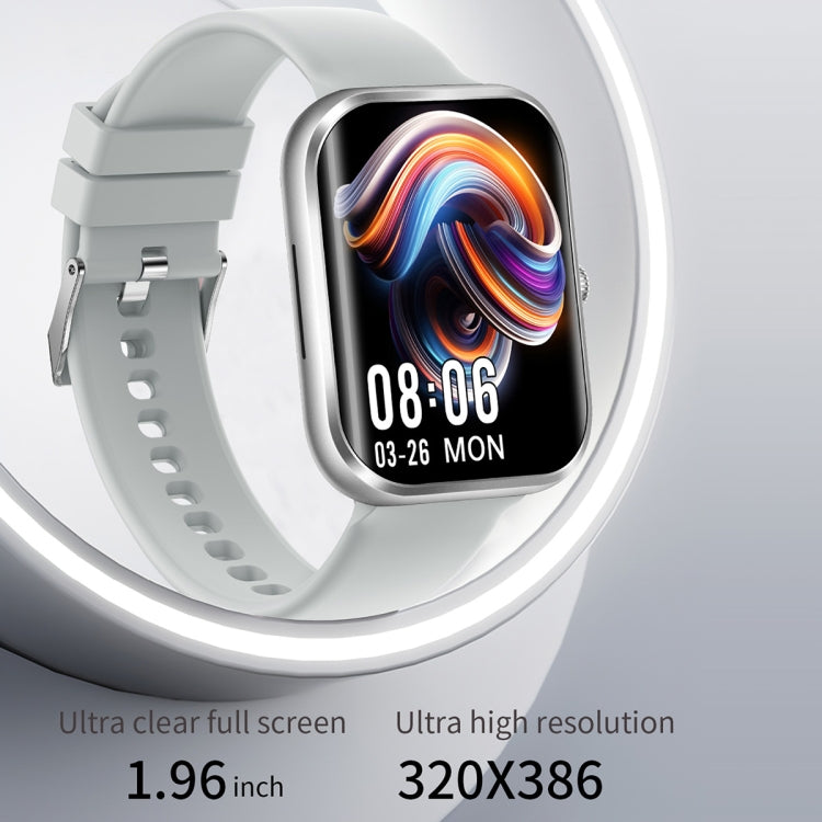 AK58 1.96 inch Screen Bluetooth Smart Watch, Silicone Band, Support Health Monitoring & 100+ Sports Modes(Silver) by buy2fix