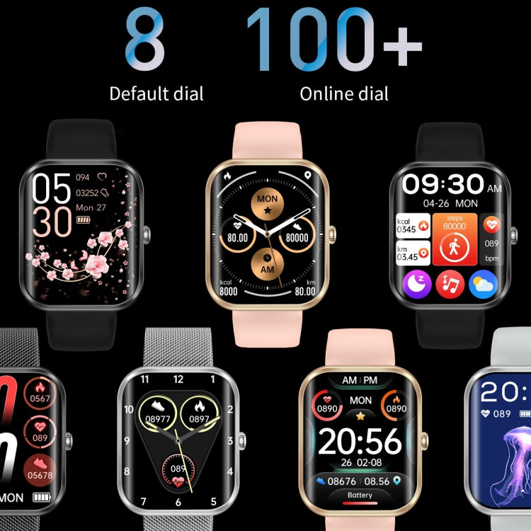 AK58 1.96 inch Screen Bluetooth Smart Watch, Silicone Band, Support Health Monitoring & 100+ Sports Modes(Gold) by buy2fix