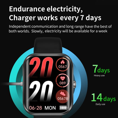 AK58 1.96 inch Screen Bluetooth Smart Watch, Silicone Band, Support Health Monitoring & 100+ Sports Modes(Silver) by buy2fix