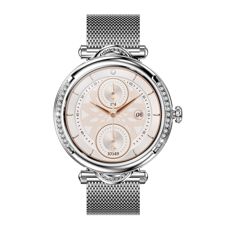 CF32 1.27 inch Screen Lady Smart Watch, Steel Band, Support Female Physiology Monitoring & 100+ Sports Modes(Silver) - Smart Watches by buy2fix | Online Shopping UK | buy2fix