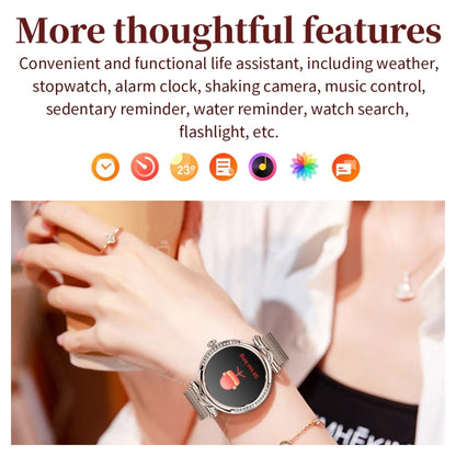 CF32 1.27 inch Screen Lady Smart Watch, Steel Band, Support Female Physiology Monitoring & 100+ Sports Modes(Silver) - Smart Watches by buy2fix | Online Shopping UK | buy2fix