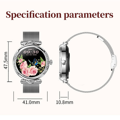 CF32 1.27 inch Screen Lady Smart Watch, Steel Band, Support Female Physiology Monitoring & 100+ Sports Modes(Silver) - Smart Watches by buy2fix | Online Shopping UK | buy2fix