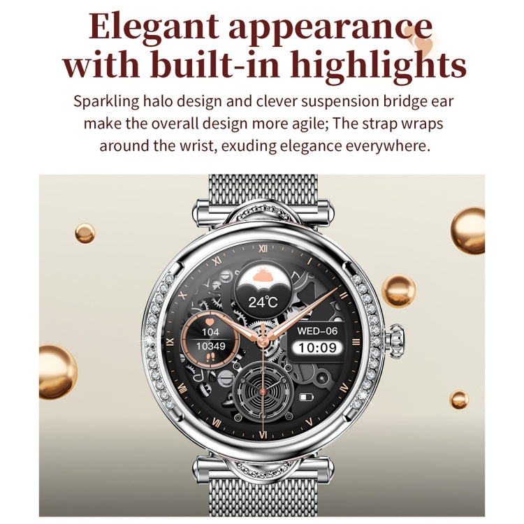 CF32 1.27 inch Screen Lady Smart Watch, Silicone Band, Support Female Physiology Monitoring & 100+ Sports Modes(Gold) by buy2fix