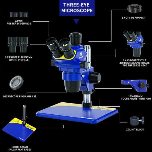 Mechanic Super X 360 Rotation HD Video Trinocular Stereo Microscope - Microscope Magnifier Series by MECHANIC | Online Shopping UK | buy2fix