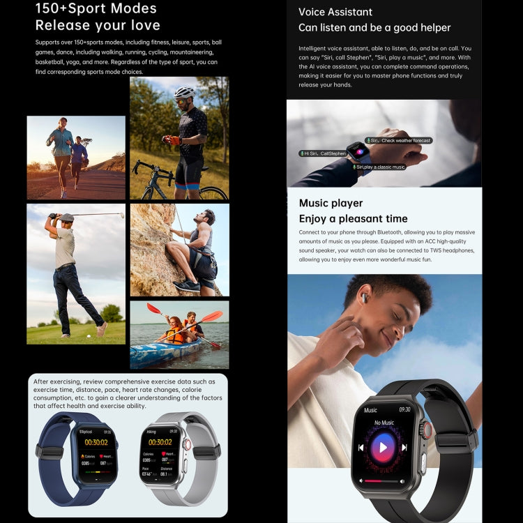 NX15 Smart Watch, 1.96 inch, BT Call / Heart Rate / Blood Pressure / Blood Oxygen(Blue) by buy2fix