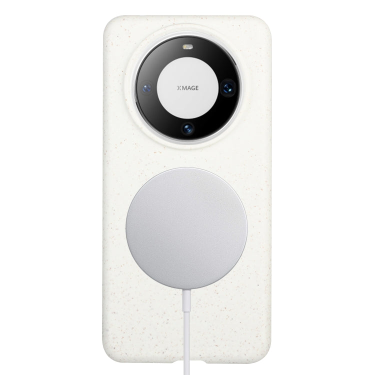 For Huawei Mate 60 Wheat MagSafe Magnetic Straw Material + TPU Phone Case(White) - Huawei Cases by buy2fix | Online Shopping UK | buy2fix
