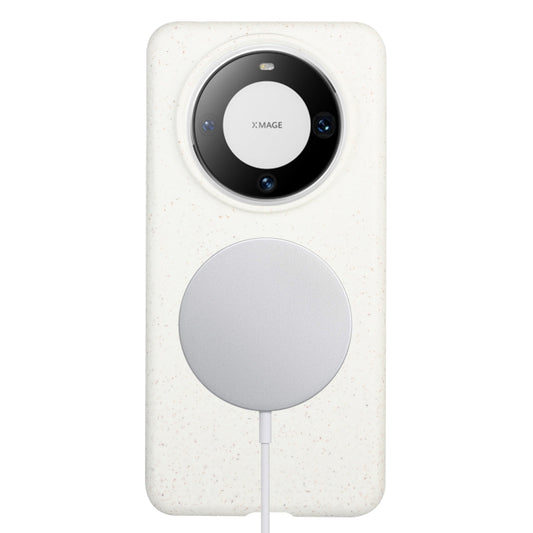 For Huawei Mate 60 Wheat MagSafe Magnetic Straw Material + TPU Phone Case(White) - Huawei Cases by buy2fix | Online Shopping UK | buy2fix