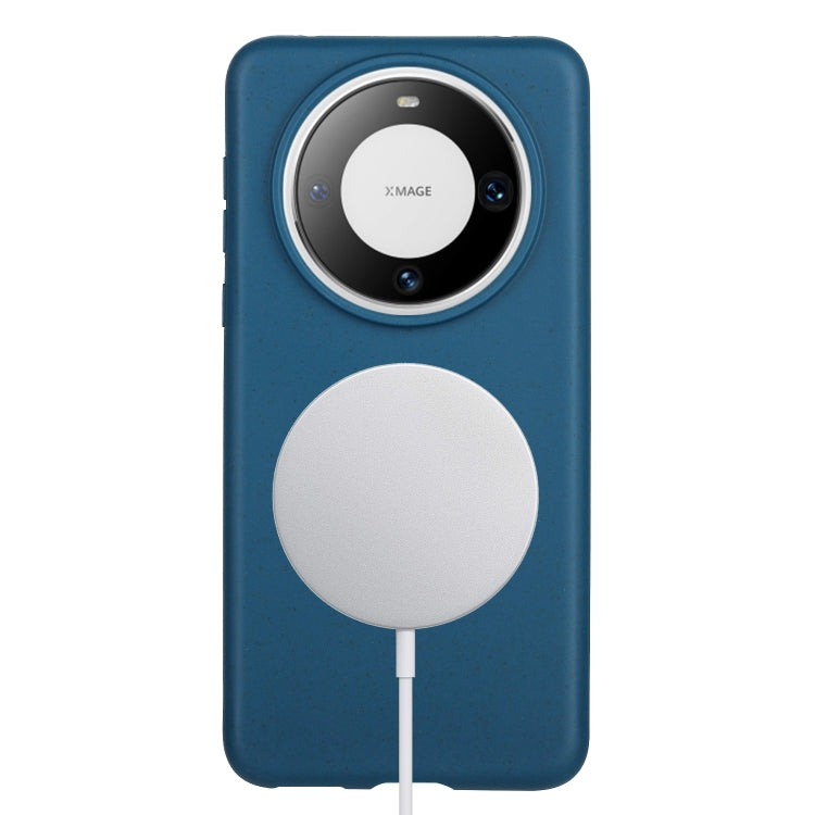 For Huawei Mate 60 Wheat MagSafe Magnetic Straw Material + TPU Phone Case(Blue) - Huawei Cases by buy2fix | Online Shopping UK | buy2fix