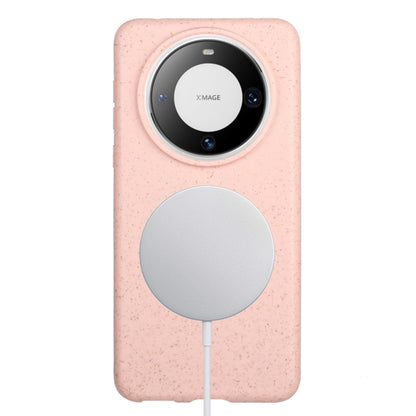 For Huawei Mate 60 Wheat MagSafe Magnetic Straw Material + TPU Phone Case(Pink) - Huawei Cases by buy2fix | Online Shopping UK | buy2fix