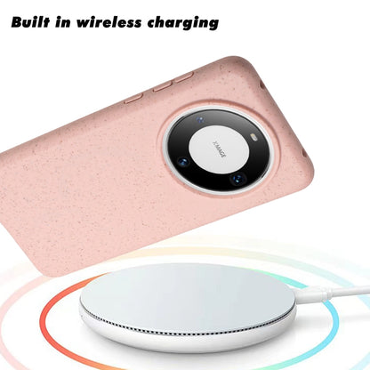 For Huawei Mate 60 Wheat MagSafe Magnetic Straw Material + TPU Phone Case(Pink) - Huawei Cases by buy2fix | Online Shopping UK | buy2fix