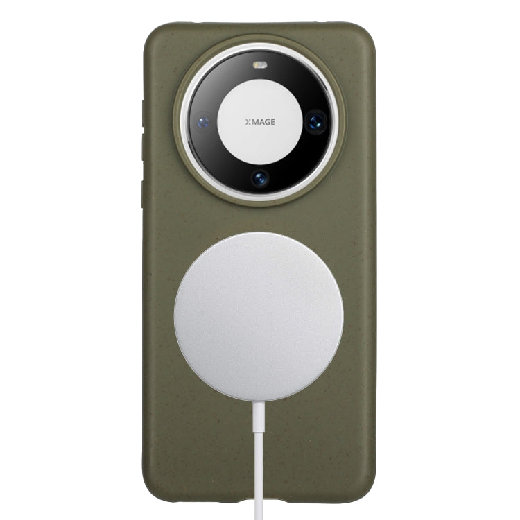 For Huawei Mate 60 Wheat MagSafe Magnetic Straw Material + TPU Phone Case(Army Green) - Huawei Cases by buy2fix | Online Shopping UK | buy2fix