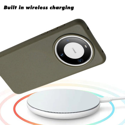 For Huawei Mate 60 Wheat MagSafe Magnetic Straw Material + TPU Phone Case(Army Green) - Huawei Cases by buy2fix | Online Shopping UK | buy2fix