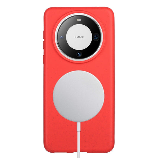For Huawei Mate 60 Pro Wheat MagSafe Magnetic Straw Material + TPU Phone Case(Red) - Huawei Cases by buy2fix | Online Shopping UK | buy2fix