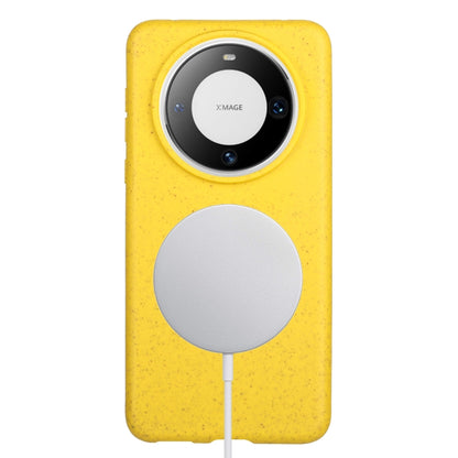 For Huawei Mate 60 Pro Wheat MagSafe Magnetic Straw Material + TPU Phone Case(Yellow) - Huawei Cases by buy2fix | Online Shopping UK | buy2fix