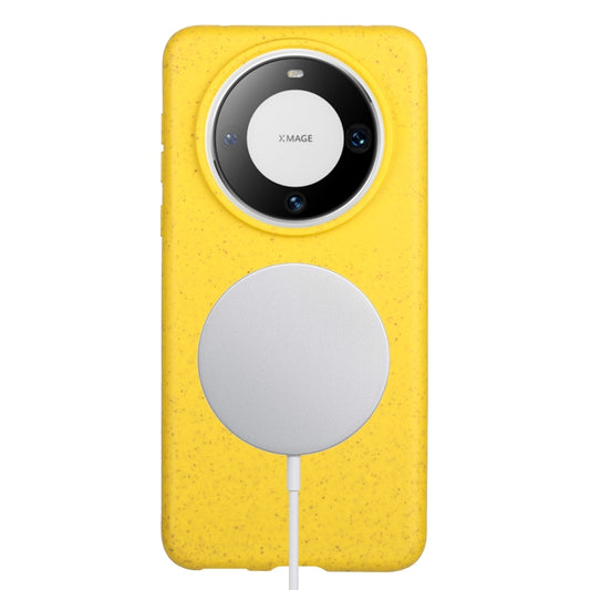 For Huawei Mate 60 Pro Wheat MagSafe Magnetic Straw Material + TPU Phone Case(Yellow) - Huawei Cases by buy2fix | Online Shopping UK | buy2fix