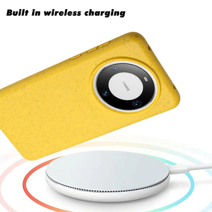 For Huawei Mate 60 Pro Wheat MagSafe Magnetic Straw Material + TPU Phone Case(Yellow) - Huawei Cases by buy2fix | Online Shopping UK | buy2fix