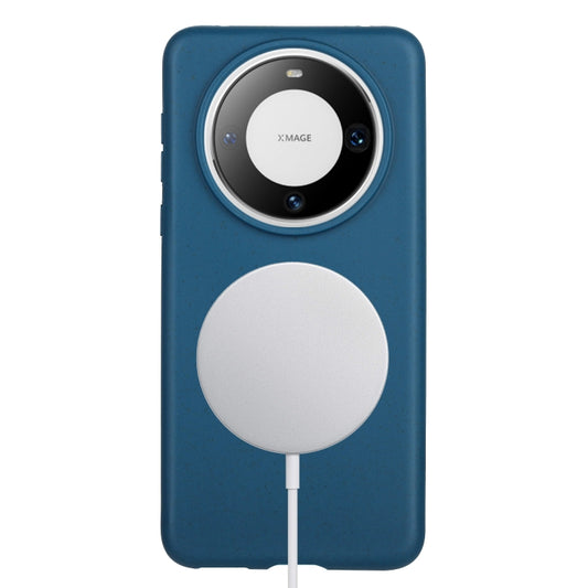 For Huawei Mate 60 Pro Wheat MagSafe Magnetic Straw Material + TPU Phone Case(Blue) - Huawei Cases by buy2fix | Online Shopping UK | buy2fix