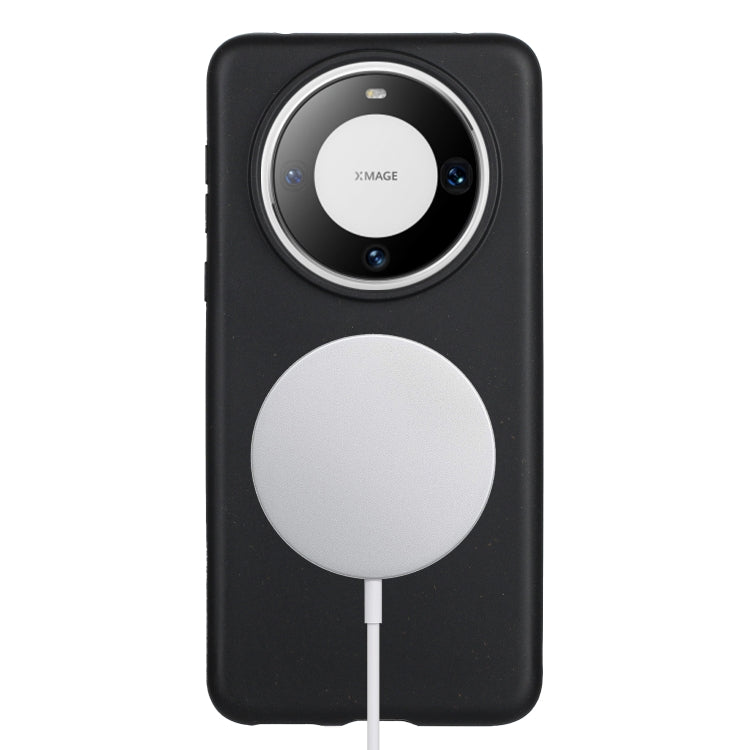 For Huawei Mate 60 Pro Wheat MagSafe Magnetic Straw Material + TPU Phone Case(Black) - Huawei Cases by buy2fix | Online Shopping UK | buy2fix