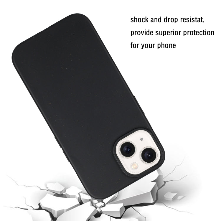 For iPhone 14 Wheat MagSafe Magnetic Straw Material + TPU Phone Case(Black) by buy2fix