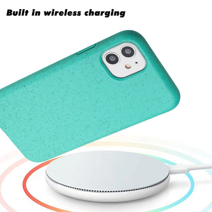 For iPhone 12 Wheat MagSafe Magnetic Straw Material + TPU Phone Case(Green) by buy2fix