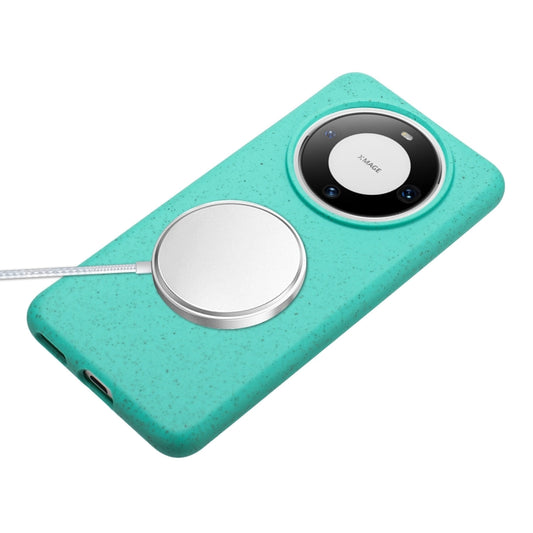 For Huawei Mate 60 Wheat MagSafe Magnetic Straw Material + TPU Phone Case with Lanyard(Green) - Huawei Cases by buy2fix | Online Shopping UK | buy2fix
