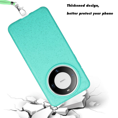 For Huawei Mate 60 Wheat MagSafe Magnetic Straw Material + TPU Phone Case with Lanyard(Green) - Huawei Cases by buy2fix | Online Shopping UK | buy2fix
