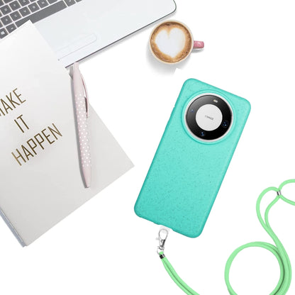 For Huawei Mate 60 Wheat MagSafe Magnetic Straw Material + TPU Phone Case with Lanyard(Green) - Huawei Cases by buy2fix | Online Shopping UK | buy2fix
