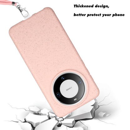 For Huawei Mate 60 Wheat MagSafe Magnetic Straw Material + TPU Phone Case with Lanyard(Pink) - Huawei Cases by buy2fix | Online Shopping UK | buy2fix