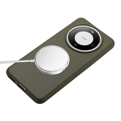 For Huawei Mate 60 Wheat MagSafe Magnetic Straw Material + TPU Phone Case with Lanyard(Army Green) - Huawei Cases by buy2fix | Online Shopping UK | buy2fix