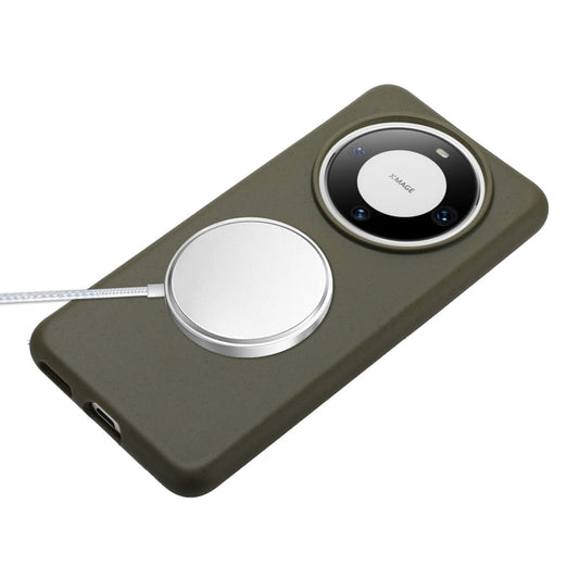 For Huawei Mate 60 Wheat MagSafe Magnetic Straw Material + TPU Phone Case with Lanyard(Army Green) - Huawei Cases by buy2fix | Online Shopping UK | buy2fix