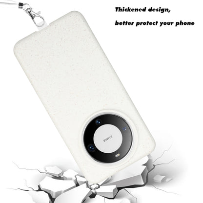 For Huawei Mate 60 Pro Wheat MagSafe Magnetic Straw Material + TPU Phone Case with Lanyard(White) - Huawei Cases by buy2fix | Online Shopping UK | buy2fix