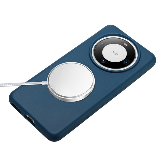 For Huawei Mate 60 Pro Wheat MagSafe Magnetic Straw Material + TPU Phone Case with Lanyard(Blue) - Huawei Cases by buy2fix | Online Shopping UK | buy2fix