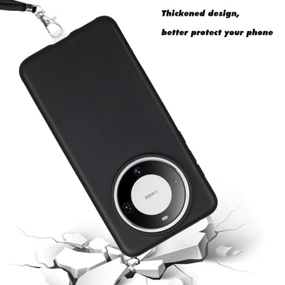 For Huawei Mate 60 Pro Wheat MagSafe Magnetic Straw Material + TPU Phone Case with Lanyard(Black) - Huawei Cases by buy2fix | Online Shopping UK | buy2fix