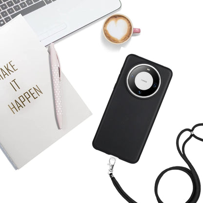 For Huawei Mate 60 Pro Wheat MagSafe Magnetic Straw Material + TPU Phone Case with Lanyard(Black) - Huawei Cases by buy2fix | Online Shopping UK | buy2fix