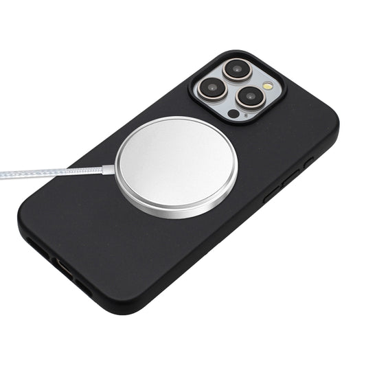 For iPhone 15 Pro Max Wheat MagSafe Magnetic Straw Material + TPU Phone Case with Lanyard(Black) - iPhone 15 Pro Max Cases by buy2fix | Online Shopping UK | buy2fix