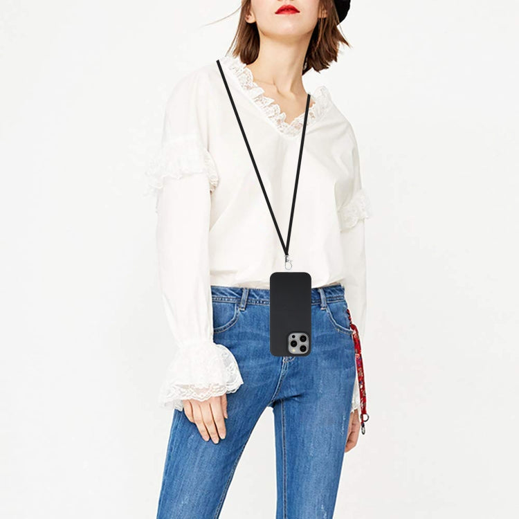 For iPhone 15 Pro Max Wheat MagSafe Magnetic Straw Material + TPU Phone Case with Lanyard(Black) - iPhone 15 Pro Max Cases by buy2fix | Online Shopping UK | buy2fix