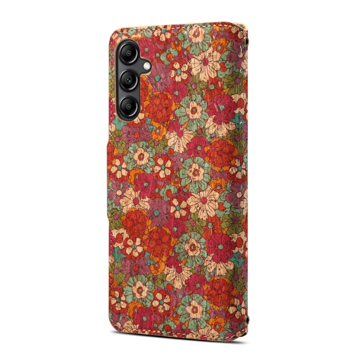 For Samsung Galaxy S23 FE Denior Flower Language Series Cork Fabric Oil Edge Leather Phone Case(Summer) - Galaxy S23 FE 5G Cases by Denior | Online Shopping UK | buy2fix