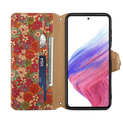 For Samsung Galaxy S23 FE Denior Flower Language Series Cork Fabric Oil Edge Leather Phone Case(Summer) - Galaxy S23 FE 5G Cases by Denior | Online Shopping UK | buy2fix