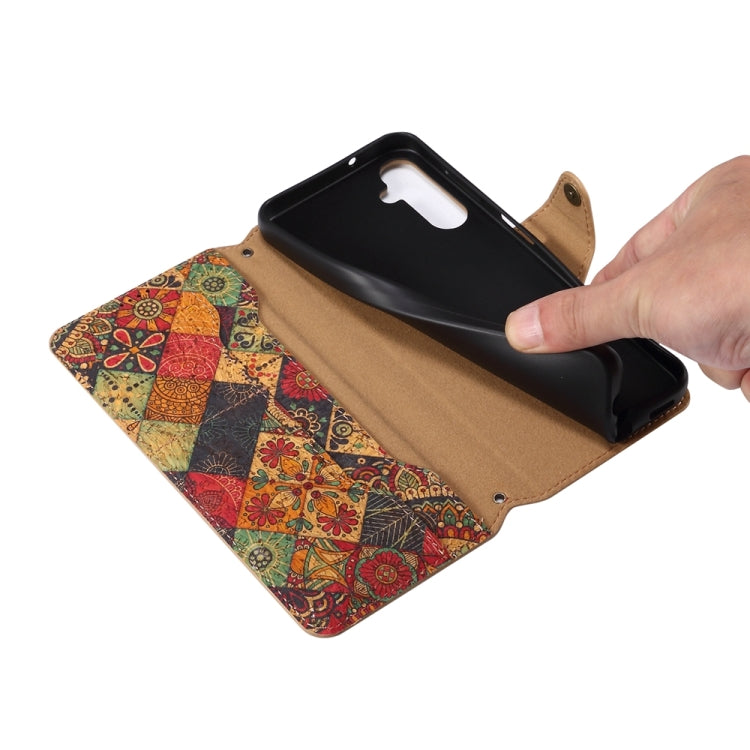For Samsung Galaxy S23 FE Denior Flower Language Series Cork Fabric Oil Edge Leather Phone Case(Summer) - Galaxy S23 FE 5G Cases by Denior | Online Shopping UK | buy2fix