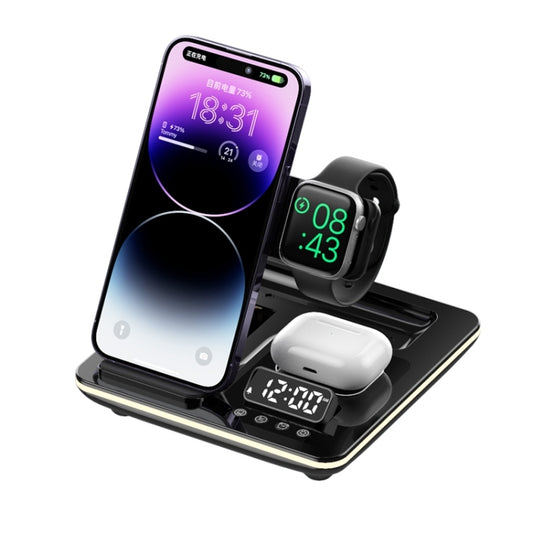 A93 15W 5 in 1 Multifunctional Foldable Wireless Charger Desktop Phone Stand(Black) - Wireless Charger by buy2fix | Online Shopping UK | buy2fix