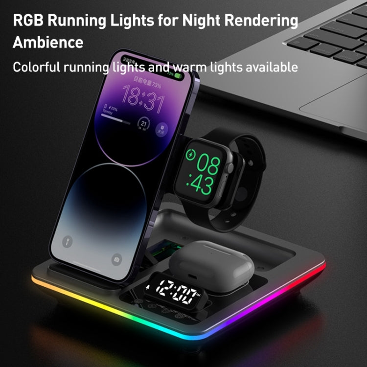 A93 15W 5 in 1 Multifunctional Foldable Wireless Charger Desktop Phone Stand(Silver) - Wireless Charger by buy2fix | Online Shopping UK | buy2fix