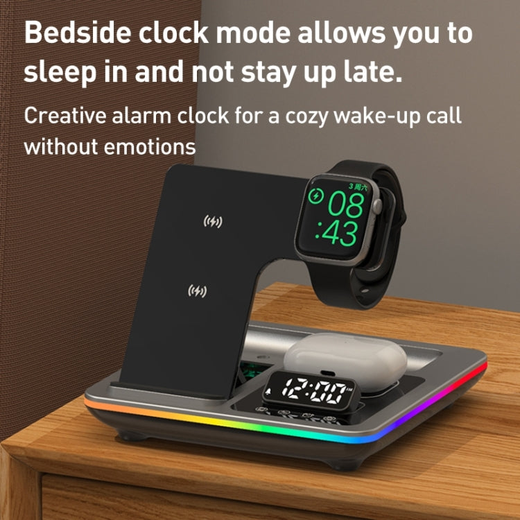 A93 15W 5 in 1 Multifunctional Foldable Wireless Charger Desktop Phone Stand(Silver) - Wireless Charger by buy2fix | Online Shopping UK | buy2fix