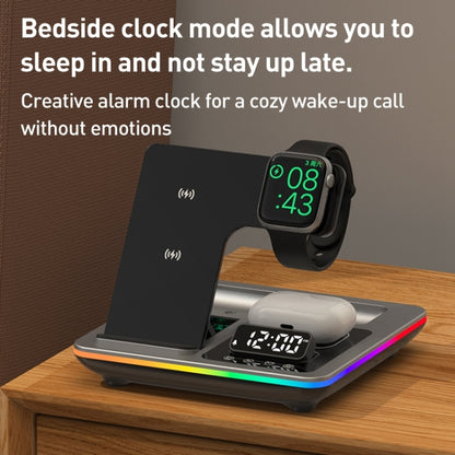 A93 15W 5 in 1 Multifunctional Foldable Wireless Charger Desktop Phone Stand(Silver) - Wireless Charger by buy2fix | Online Shopping UK | buy2fix