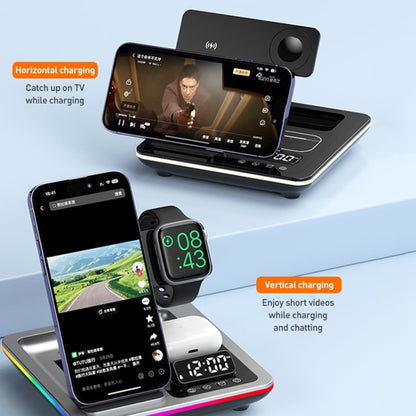 A93 15W 5 in 1 Multifunctional Foldable Wireless Charger Desktop Phone Stand(Silver) - Wireless Charger by buy2fix | Online Shopping UK | buy2fix