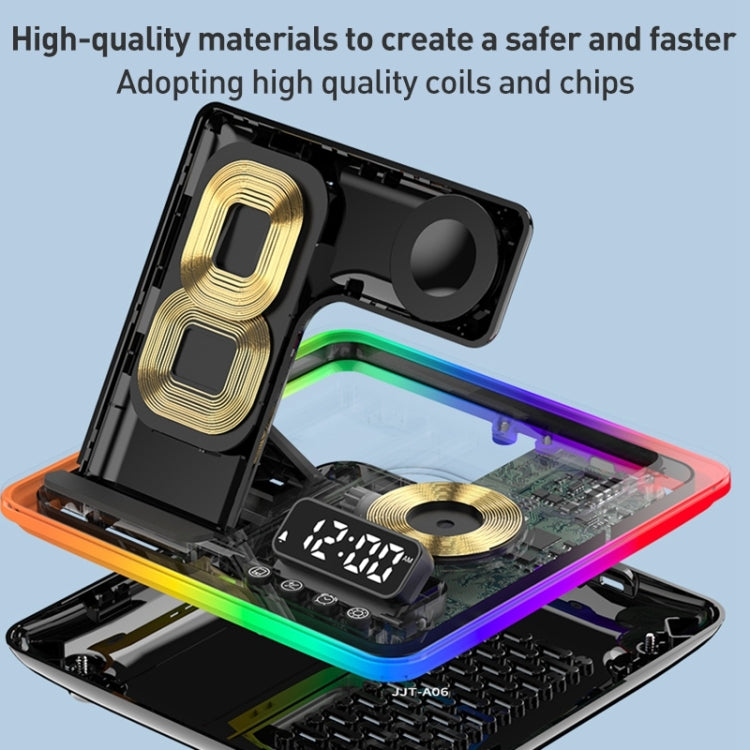 A93 15W 5 in 1 Multifunctional Foldable Wireless Charger Desktop Phone Stand(Silver) - Wireless Charger by buy2fix | Online Shopping UK | buy2fix